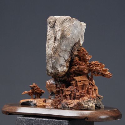 Pièces uniques - Pierre suspendue - Sculpture en bois - MÙ STUDIO