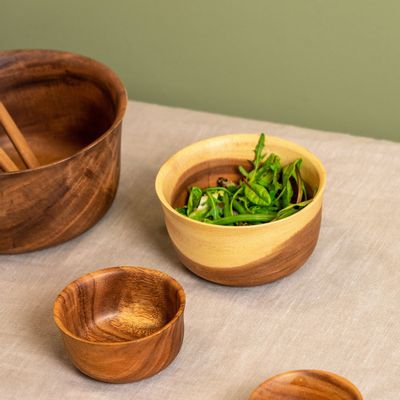 Bowls - Modern Japanese acacia bowls thin - KINTA