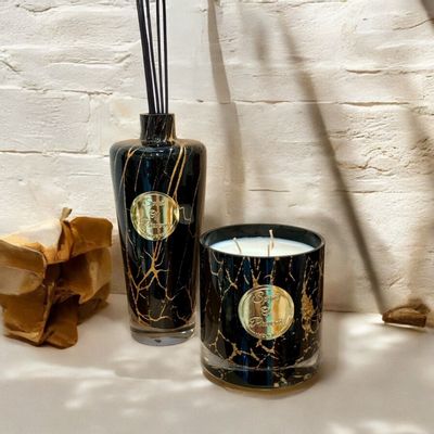 Scent diffusers - XL diffuser in black and gold blown glass - SPIRIT OF PROVENCE