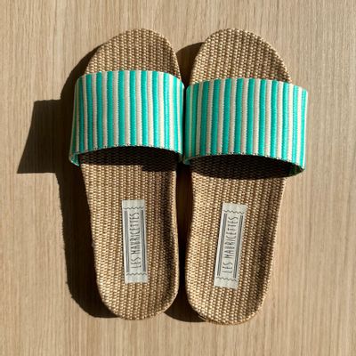 Chaussures - LES MAURICETTES de Marinette, claquettes turquoise super légères - LES MAURICETTES