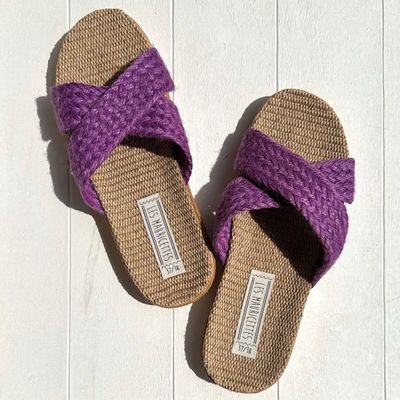 Shoes - LES MAURICETTES d'Eulalie, purple rope flip-flops - LES MAURICETTES