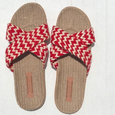 Shoes - LES MAURICETTES by Josette, very light red and white flip-flops - LES MAURICETTES