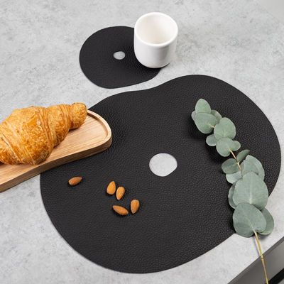 Table mat - Leather placemat and coaster, black I MILLSTONES - NAMUOS