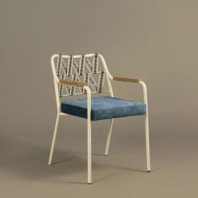 Chairs - Natiya Metal and Classic Blue Weave Chair - NA'LAGO