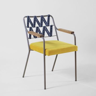 Chairs - Natiya Metal and Yellow Tropical Weave Chair - NA'LAGO