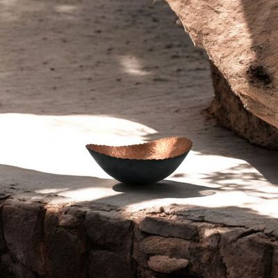 Bowls - Decorative Arched Bowl – Red Copper - Retro Finish/Black - hammered - MAISON ZOE