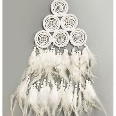 Autres décorations murales - Dreamcatcher Pyramide blanche diametre 17 cm - ARABESK