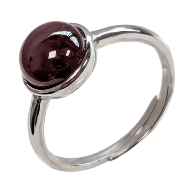 Bijoux - Bague Argent 925 Ajustable Ronde Grenat Rouge AA 8mm - ARABESK