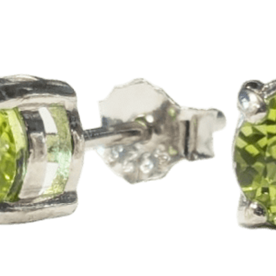 Jewelry - Round Solitaire Earrings 925 Silver Faceted Peridot AA 5mm - ARABESK