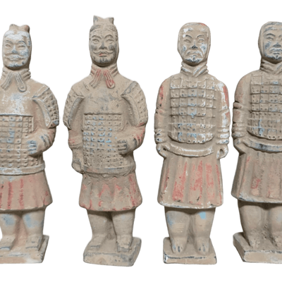 Sculptures, statuettes et miniatures - Statue Colorée Antique en Terracotta Guerrier Mix 16cm X 4 pcs - ARABESK