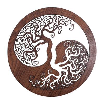 Lampes sans fil  - Panneau aimanté  en bois Arbre de vie Ying Yang - ARABESK