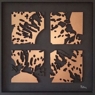 Autres décorations murales - Décor mural texturé en bois & en relief - ECLATS CUIVRES - LUMBRA BY PELLAS