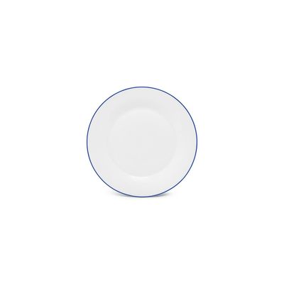 Everyday plates - Flat plate 27cm blue rim Basic White - BONBISTRO