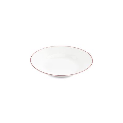 Assiettes au quotidien - Assiette creuse 23xH4cm burgundy rim Basic White - BONBISTRO