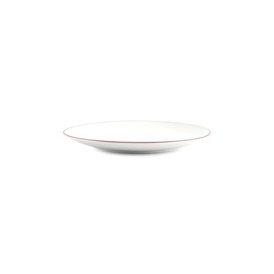 Everyday plates - Dinner plate 24cm burgundy rim cut Basic White - BONBISTRO