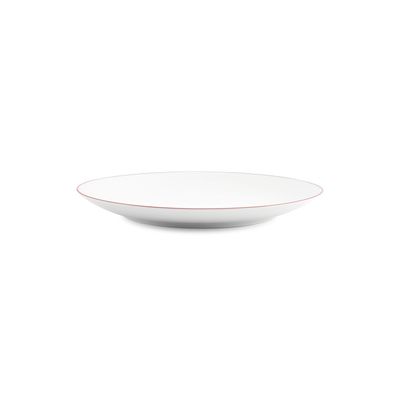 Everyday plates - Dinner plate 26.5cm burgundy rim cut Basic White - BONBISTRO