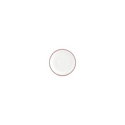 Plats et saladiers - Soucoupe à moka 12,5cm burgundy rim Basic White - BONBISTRO