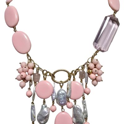 Jewelry - Necklace chained with colored agates and brown pearls - L'OFFICIEL SRL