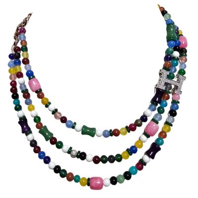 Jewelry - Plated necklace with agate - L'OFFICIEL SRL