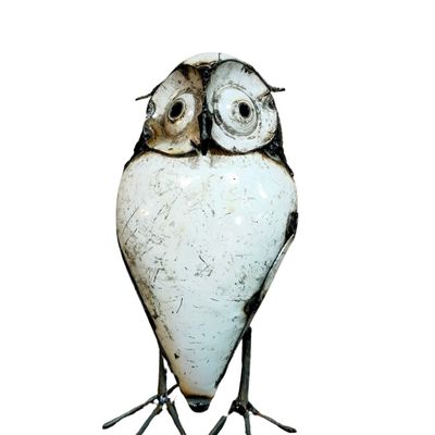 Decorative objects - White Owl Recycled Metal Sculpture - TERRE SAUVAGE