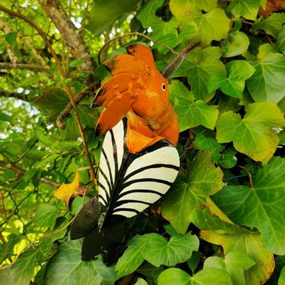 Outdoor decorative accessories - Recycled Metal Hoopoe Sculpture 23cm - TERRE SAUVAGE
