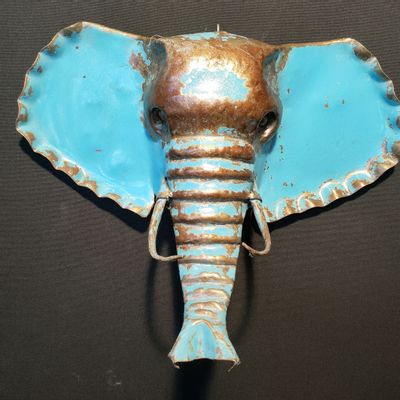 Other wall decoration - Recycled Metal Elephant Trophy Sculpture For Wall - TERRE SAUVAGE