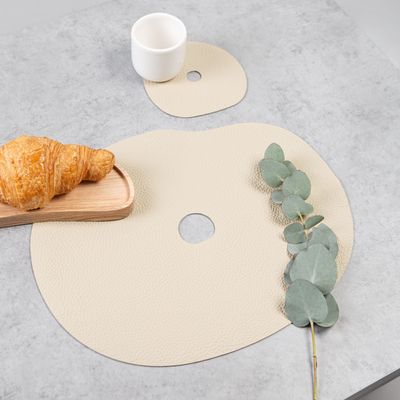 Table mat - Leather placemat and coaster, ivory I MILLSTONES - NAMUOS