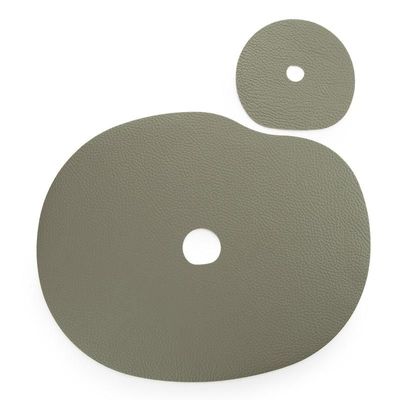 Placemats - Leather placemat and coaster, olive green I MILLSTONES - NAMUOS