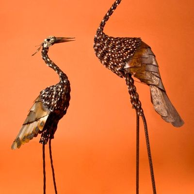 Decorative objects - Recycled Metal Sculpture Twisted Heron 45/70/100cm - TERRE SAUVAGE