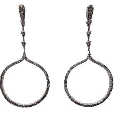 Bijoux - Boucle d'oreille trou ronde avec pavé de zircons - L'OFFICIEL SRL