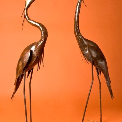 Decorative objects - Recycled Metal Sculpture Heron S Shape 90cm - TERRE SAUVAGE