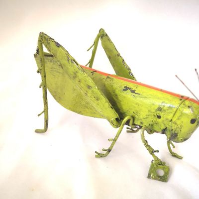 Other wall decoration - Recycled Metal Sculpture Grasshopper For Wall 15cm - TERRE SAUVAGE