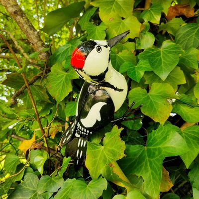 Outdoor decorative accessories - Recycled Metal Woodpecker Sculpture 25cm - TERRE SAUVAGE