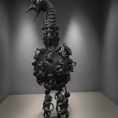 Sculptures, statuettes et miniatures - Grand aquamanile royal Bamoun en bronze, Cameroun - QUINTESSENCE AFRICAINE