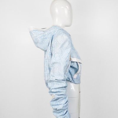 Prêt-à-porter - Jacket STELLAR LEATHER Sky snake print - handcrafted - MONYER