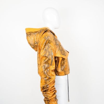 Apparel - Jacket STELLAR LEATHER Ochre snake print- handcrafted - MONYER