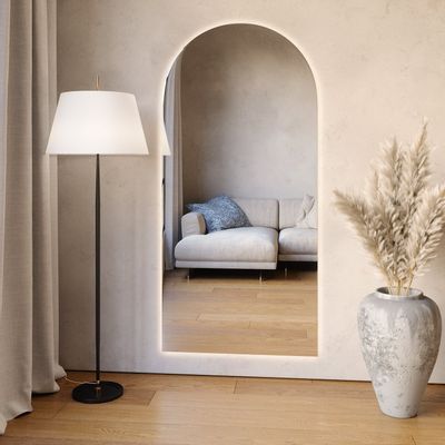 Mirrors - Arch - Large Modern Mirror With LED-Lights (90x190cm) - SCANDINAVIAN GLASSFACTORY