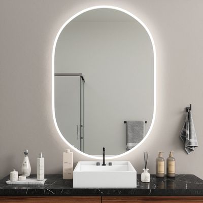 Bathroom mirrors - Full Lux Oval LED Mirror (100x150cm) - SCANDINAVIAN GLASSFACTORY