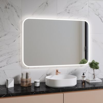 Bathroom mirrors - Full Lux Rounded Corner LED Mirror (120x80cm) - SCANDINAVIAN GLASSFACTORY