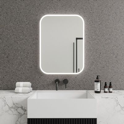Bathroom mirrors - Full Lux Rounded Corner LED Mirror (60x80cm) - SCANDINAVIAN GLASSFACTORY