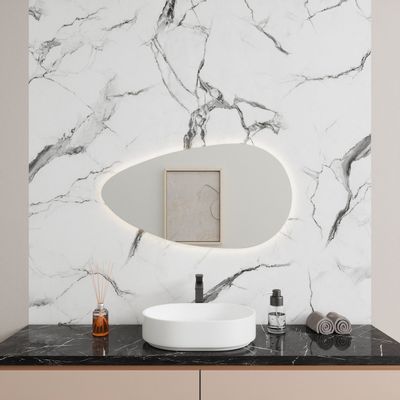 Mirrors - Drop - Asymmetrical Mirror With Lights (55x100cm) - SCANDINAVIAN GLASSFACTORY