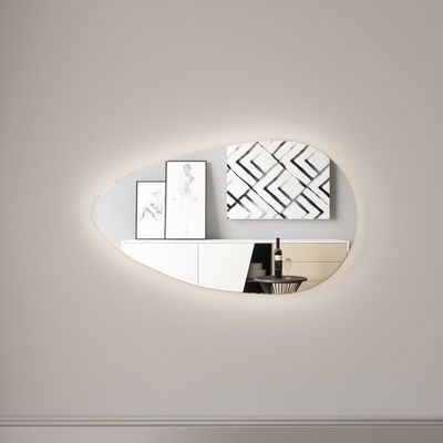 Mirrors - Drop - Asymmetrical Mirror With Lights (70x120cm) - SCANDINAVIAN GLASSFACTORY