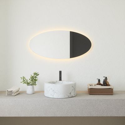 Mirrors - Oval Mirror With Lights (50x110cm) - SCANDINAVIAN GLASSFACTORY