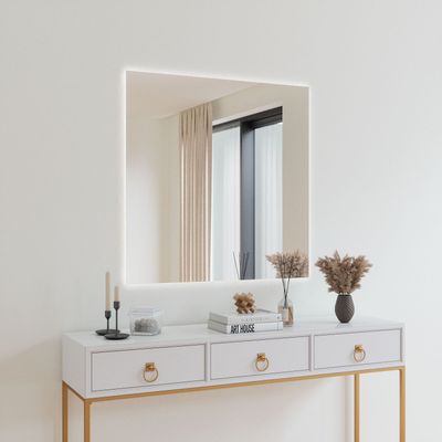 Mirrors - Rectangular Mirror With Lights (100x100cm) - SCANDINAVIAN GLASSFACTORY