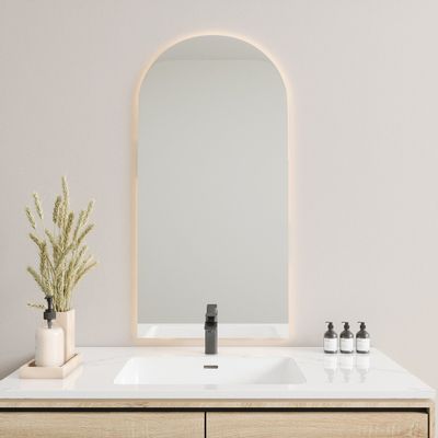 Mirrors - Half Arch Mirror With Lights (60x120cm) - SCANDINAVIAN GLASSFACTORY