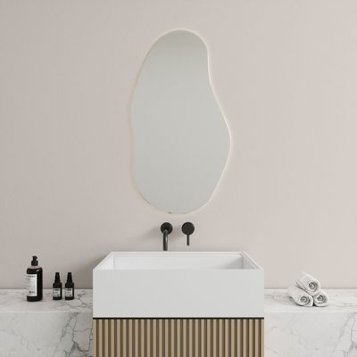 Mirrors - Sand - Asymmetrical Mirror With Lights (55x100cm) - SCANDINAVIAN GLASSFACTORY