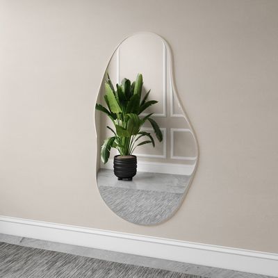 Mirrors - Sand - Asymmetrical Mirror With Lights (85x150cm) - SCANDINAVIAN GLASSFACTORY