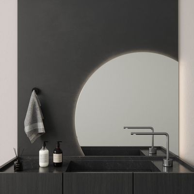 Mirrors - Semi-circle Bathroom Mirror With Lights (80x80cm) - SCANDINAVIAN GLASSFACTORY