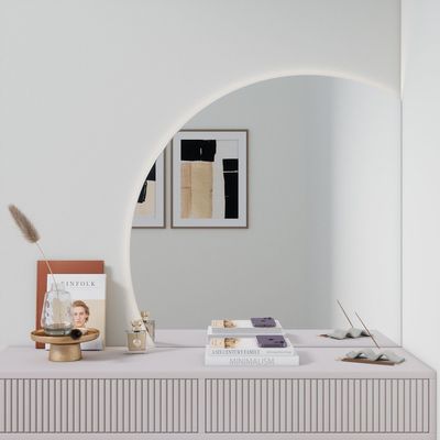 Mirrors - Semi-circle Bathroom Mirror With Lights (90x90cm) - SCANDINAVIAN GLASSFACTORY