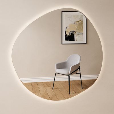 Mirrors - Stone - Asymmetrical Mirror With Lights (120x120cm) - SCANDINAVIAN GLASSFACTORY